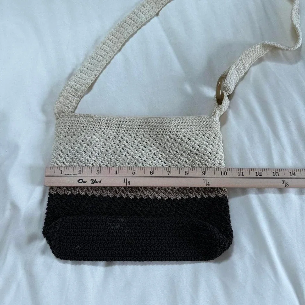 crochet shoulder bag  y2k liz claiborne crochet‎ colorblock shoulder bag